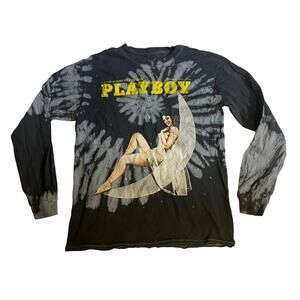 PLAYBOY December 1973 Cover Long Sleeve Spiral Tie Dye Graphic T-Shirt Size: S